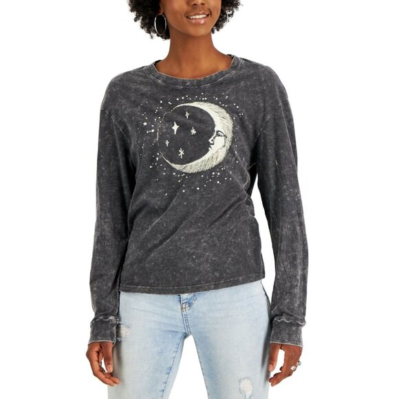 Rebellious One Juniors' Celestial Long-Sleeve Graphic T-Shirt, XS, New - Picture 1 of 10